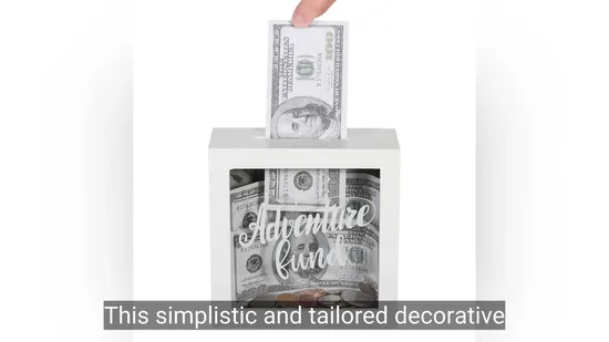 White Shadow Box Frame Display Case Decorative Wooden Money Saving Box 