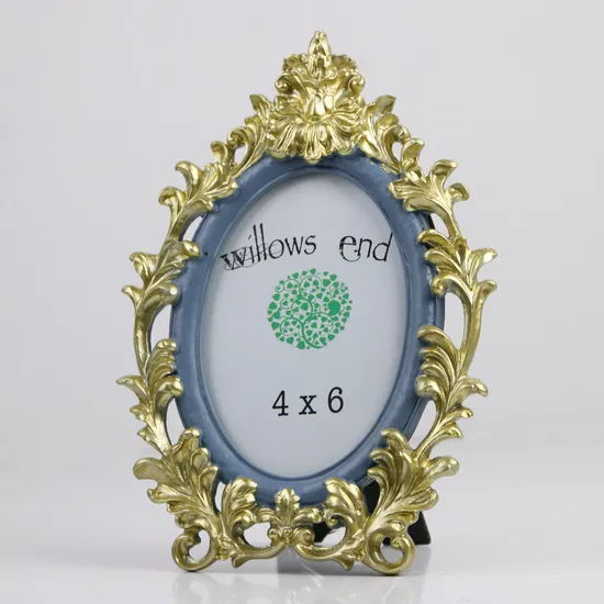 European Style Polyresin Picture Frame Ornate Oval Standing Photo Frame 