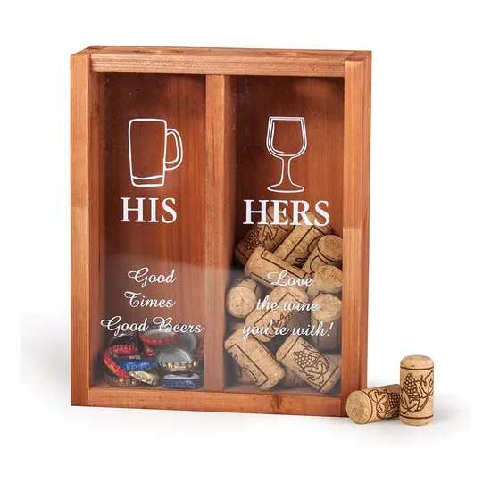 Solid Wood Wine Cork Beer Cap Holder Shadow Box 