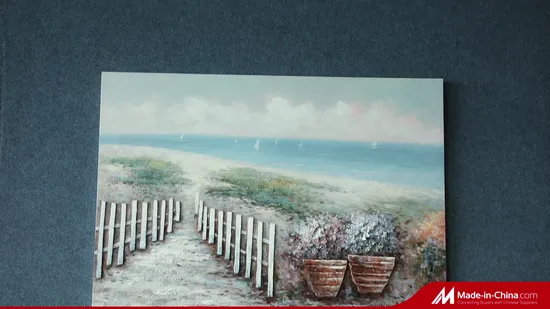 Ocean Pictures Seaside Bicycle Canvas Print Handmade Oil Painting 