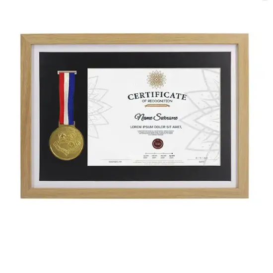 A3 Deep Wood Shadow Frame Badge Storage Box Photo Frame for Marathon Micromotor Carriage Champion Medal Box 