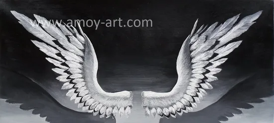 Abstract Angel Wings Canvas Art Painting Black and White Art 